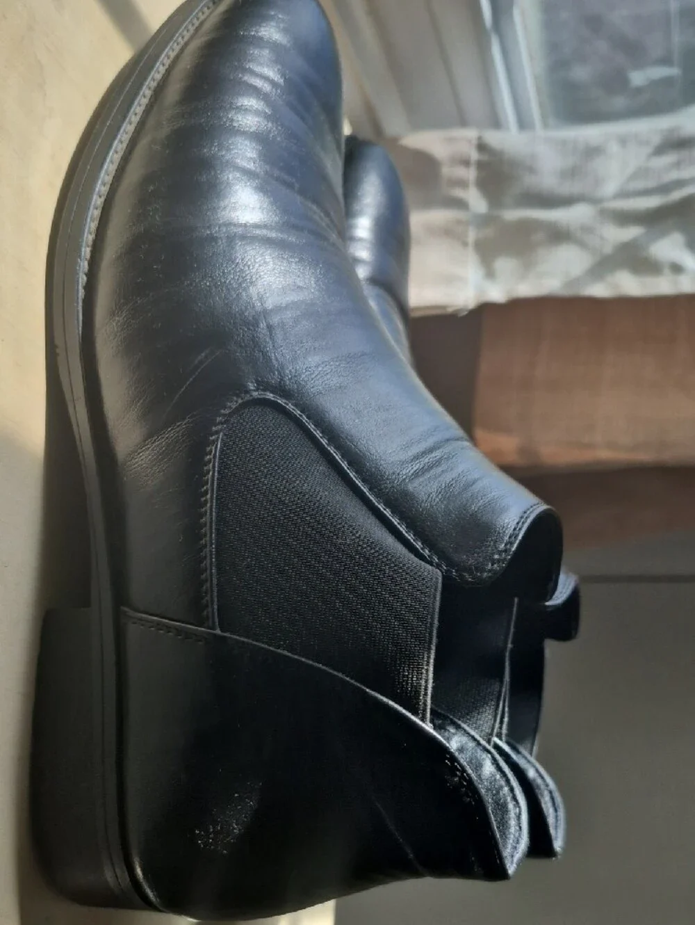 Black Slip-On Leather Chelsea Boots - Men